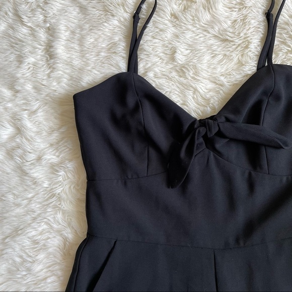 Adelyn Rae Jumpsuit Cropped Tie-Front Tassel Fringe Hem Classic Black S - Picture 7 of 14